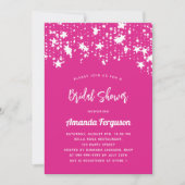 ブライダルシャワーホットピンクの白い星 招待状 (正面)