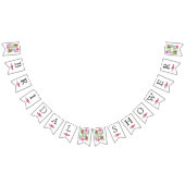 ブライダルシャワーホットピンクアクア結婚フラワーズフローラ バンティングフラッグ (全)