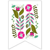 ブライダルシャワーホットピンクアクア結婚フラワーズフローラ バンティングフラッグ (第1の旗)