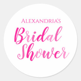 ブライダルシャワーホットピンクスクリプトタイポグラフィパーティー ラウンドシール