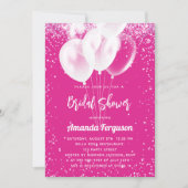 ブライダルシャワーホットピンクホワイトバルーン 招待状 (正面)