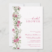 ブライダルシャワーホットピンクボタニカルフローラ 招待状 (正面)
