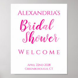 ブライダルシャワーホットピンクモダンパーティー歓迎ポスター ポスター