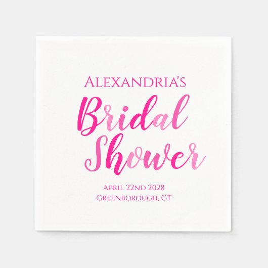 ブライダルシャワーホットピンクモダンパーティー スタンダードカクテルナプキン (正面)