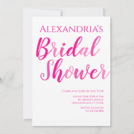 ブライダルシャワーホットピンクモダンパーティー 招待状