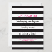 ブライダルシャワーホットピンク牡丹白黒ストライプ 招待状 (裏面)