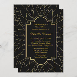 ブライダルシャワーホノリング，モネのダリアスタイル，ブラック 招待状