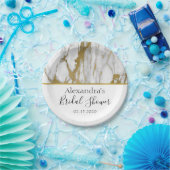 ブライダルシャワーホワイトと金ゴールドエレガント大理石 ペーパープレート (パーティー)