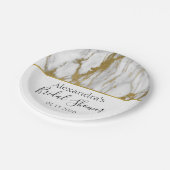 ブライダルシャワーホワイトと金ゴールドエレガント大理石 ペーパープレート (アングル)