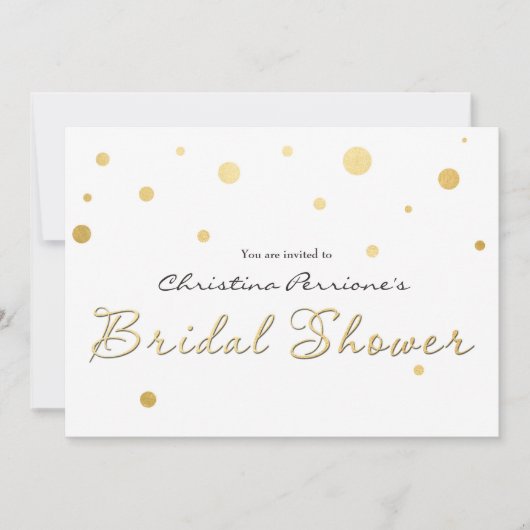 ブライダルシャワーホワイトゴールドフォイルモダンカード招待状 招待状 (正面)