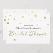 ブライダルシャワーホワイトゴールドフォイルモダンカード招待状 招待状 (正面/裏面)