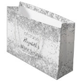 ブライダルシャワーホワイトシルバースパークル名 ラージペーパーバッグ (正面アングル)