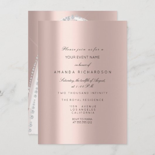 ブライダルシャワーホワイトスパークバラベール写真 招待状 (正面/裏面)