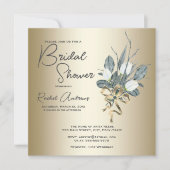 ブライダルシャワーホワイトチューリップ金ゴールド招待状 招待状 (正面)