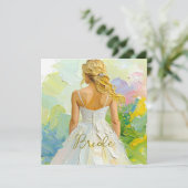 ブライダルシャワーホワイトドレスの抽象芸術背景 カード (スタンド正面)