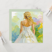 ブライダルシャワーホワイトドレスの抽象芸術背景 カード (正面/裏面インサイチュ)