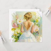 ブライダルシャワーホワイトドレスの抽象芸術背景 カード (正面/裏面インサイチュ)