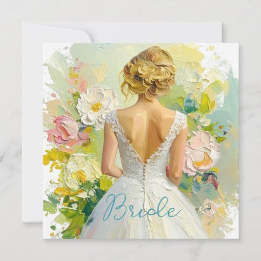 ブライダルシャワーホワイトドレスの抽象芸術背景 カード (正面)