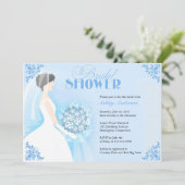 ブライダルシャワーホワイトドレスフラット招待状 招待状 (スタンド正面)