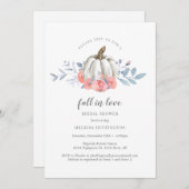 ブライダルシャワーホワイトパンプキンピンクローズ秋イン・ラブ 招待状 (正面/裏面)