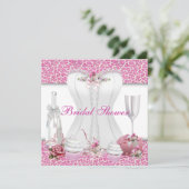 ブライダルシャワーホワイトピンクカップケーズシャンパン 招待状 (スタンド正面)