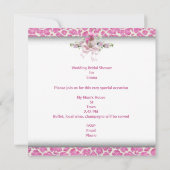 ブライダルシャワーホワイトピンクカップケーズシャンパン 招待状 (裏面)