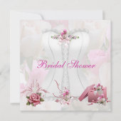 ブライダルシャワーホワイトピンクコルセットフローラ 招待状 (正面)