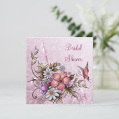 ブライダルシャワーホワイトピンク花蝶 招待状 (スタンド正面)