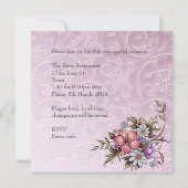 ブライダルシャワーホワイトピンク花蝶 招待状 (裏面)