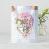 ブライダルシャワーホワイトレースフラワーブーケ結婚ーズ 招待状 (スタンド正面)