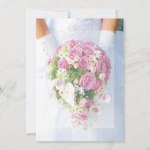 ブライダルシャワーホワイトレースフラワーブーケ結婚ーズ 招待状 (裏面)