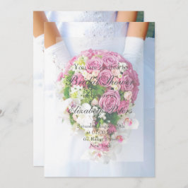 ブライダルシャワーホワイトレースフラワーブーケ結婚ーズ 招待状