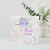 ブライダルシャワーホワイトヴェール薄紫花 招待状 (スタンド正面)