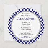 ブライダルシャワーホワイト水玉模様オンブルー招待状 招待状 (裏面)