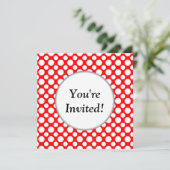 ブライダルシャワーホワイト水玉模様オンレッド招待状 招待状 (スタンド正面)