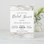 ブライダルシャワーホワイト&金ゴールドマーブル招待状 招待状 (スタンド正面)