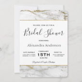 ブライダルシャワーホワイト&金ゴールドマーブル招待状 招待状 (正面)