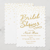 ブライダルシャワーホワイト&金ゴールド紙吹雪ドット招待状 招待状 (正面/裏面)