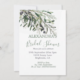 ブライダルシャワーボタニカルグイタリアンリーンオリーブブランチ 招待状