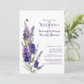 ブライダルシャワーボタニカルラベンダーフローラパープル 招待状 (スタンド正面)