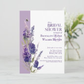ブライダルシャワーボタニカルラベンダーフローラパープル 招待状 (スタンド正面)