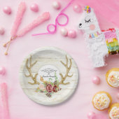 ブライダルシャワーボホディアアントラーレッドローズウォーター色 ペーパープレート (パーティー)