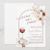 ブライダルシャワーボホパンパスグラスアンドワイン 招待状 (正面/裏面)