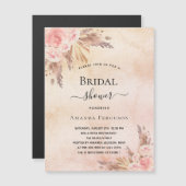 ブライダルシャワーボホパンパスグラスバラ金ゴールド贅沢 マグネット招待状 (正面/裏面)