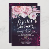 ブライダルシャワーボホフローラ羽&パープルライト 招待状 (正面/裏面)