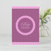 ブライダルシャワーポルカピンクパープルフラット招待状 招待状 (スタンド正面)