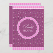ブライダルシャワーポルカピンクパープルフラット招待状 招待状 (正面/裏面)
