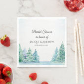 ブライダルシャワーマウンテンパインズレイクサイドウォーターカラー スタンダードランチョンナプキン (インサイチュ)