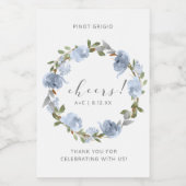 ブライダルシャワーミニボトルダスティブルーウォーター色 ワインラベル (シングルラベル)