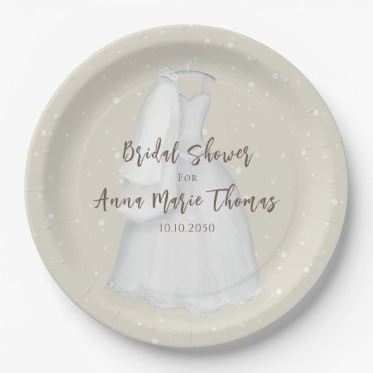 ブライダルシャワーミニマシンプルリスト結婚のドレス ペーパープレート (正面)